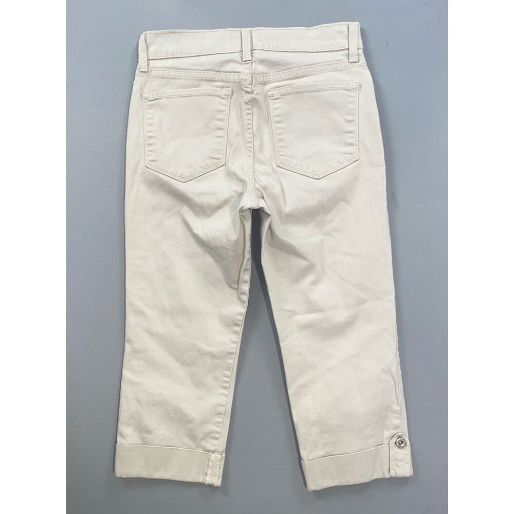 NYDJ Lift/Tuck USA Made 'Crop' Cuffed Buttoned Embellished Lightweight Jeans. 4P - Picture 4 of 5